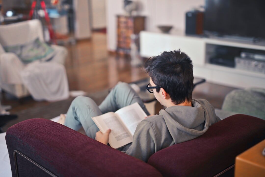 person reading at home